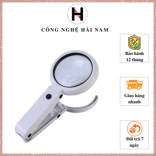 Kính lúp cầm tay kiêm để bàn có đèn trợ sáng sửa chữa, đọc báo HN-55mm