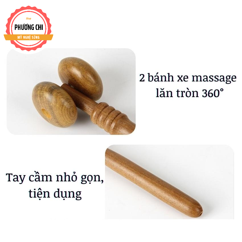 Cây lăn mũi mát xa mặt bằng gỗ thơm