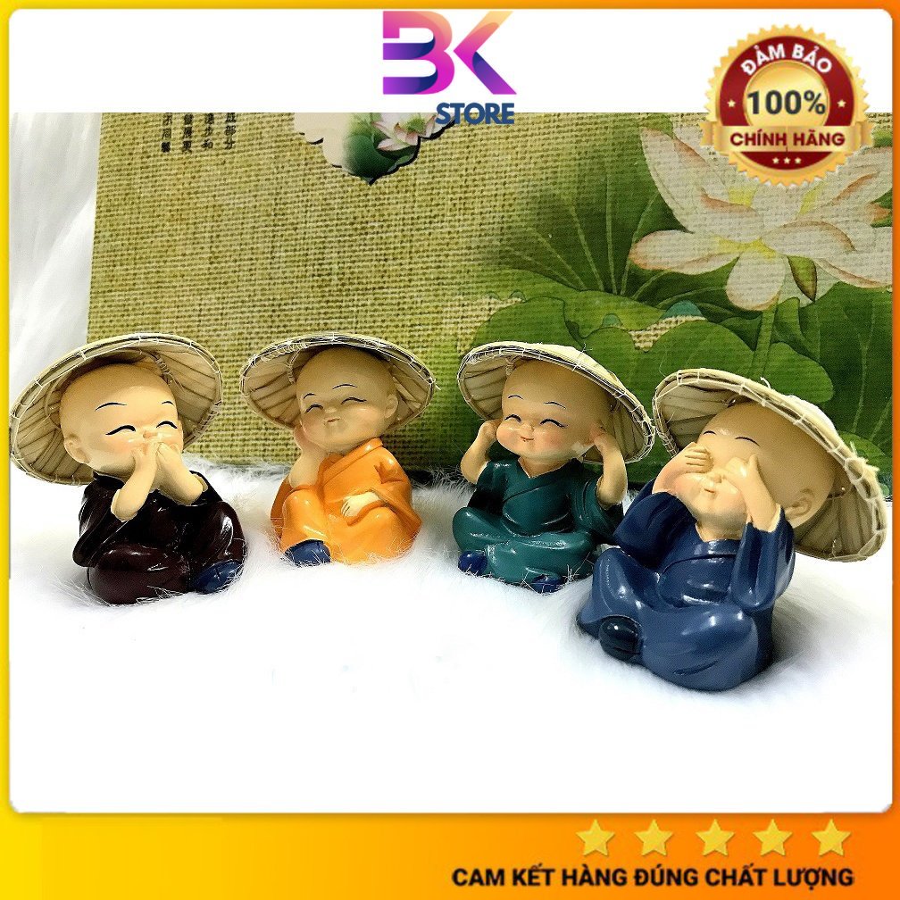 Bộ 4 tượng chú tiểu Tứ Không đội Nón Lá Việt Nam