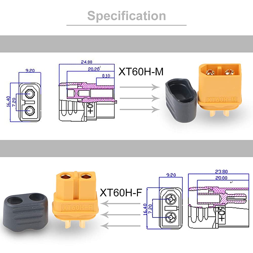 Combo 10 cặp - Jack cắm XT60H có chụp bảo vệ