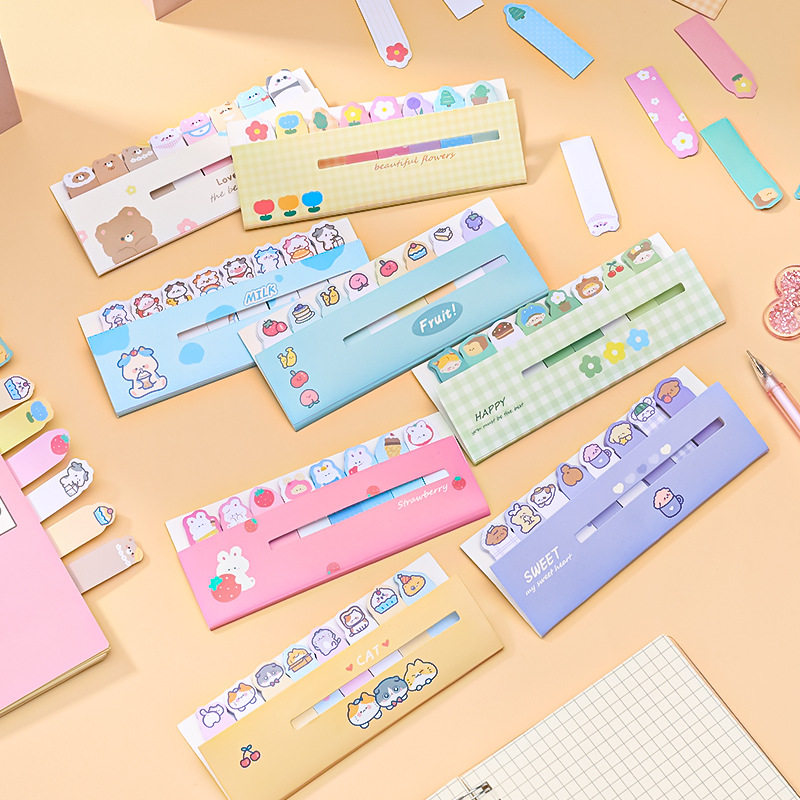 Set of 200 cute practical colorful pattern sticky notes mini page marker-Hause