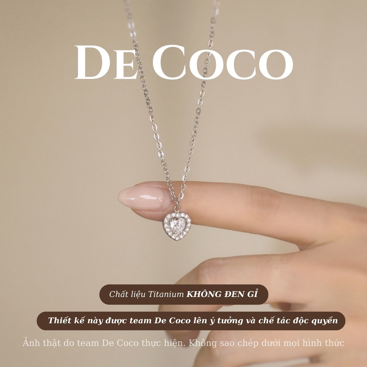 KHÔNG ĐEN GỈ - Vòng cổ, dây chuyền trái tim đính đá Libi De Coco