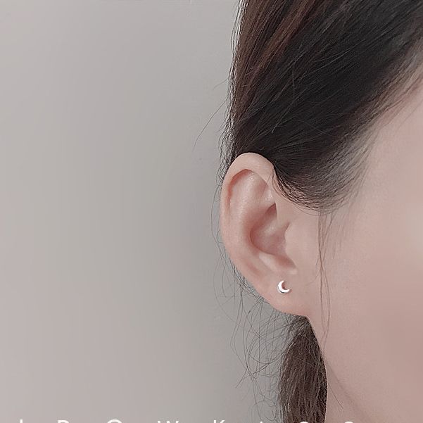 ( 1 đôi ) Bông tai mạ bạc trăng khuyết ( chốt nhựa )