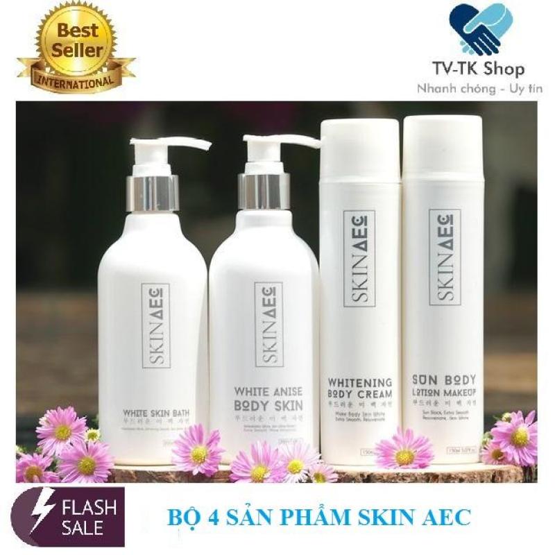 Bộ 4 Món Tắm Và Dưỡng Trắng Da Chuyên Sâu Skin AEC (Mẫu mới)
