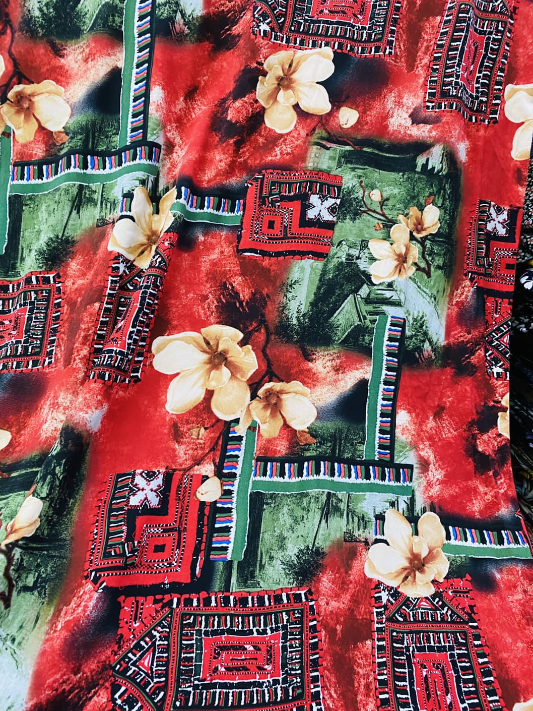 Vải lụa mango hoa văn lập thể ms3721