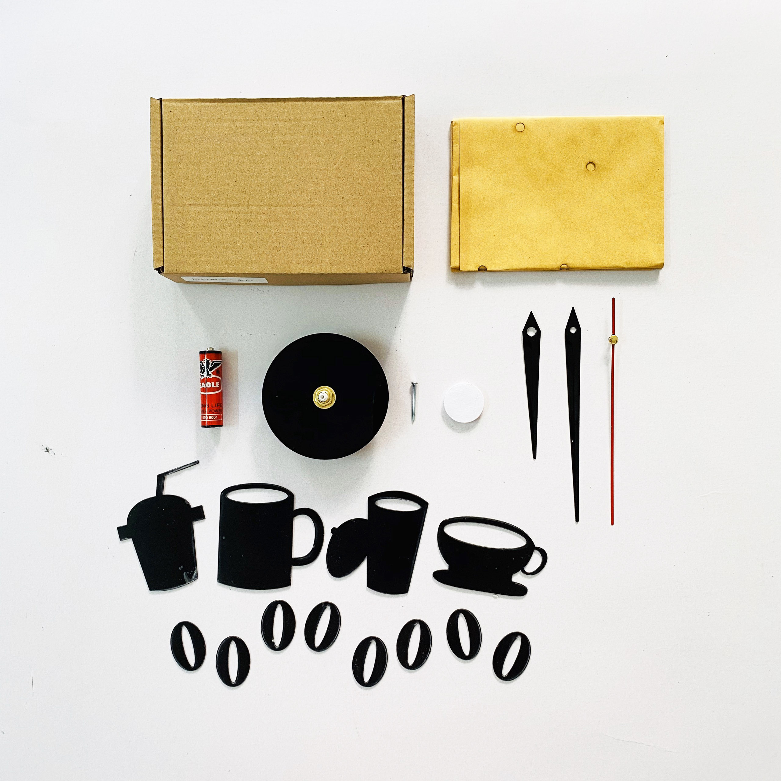 Đồng hồ diy dán tường cafe ly
