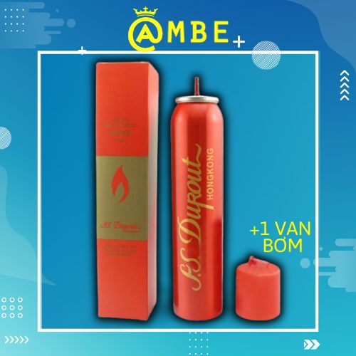 Bình ga bật lửa Dupont cam đỏ bơm gas hộp quẹt diêu bông chất lượng gas sạch tốt cho bật lửa Ambe