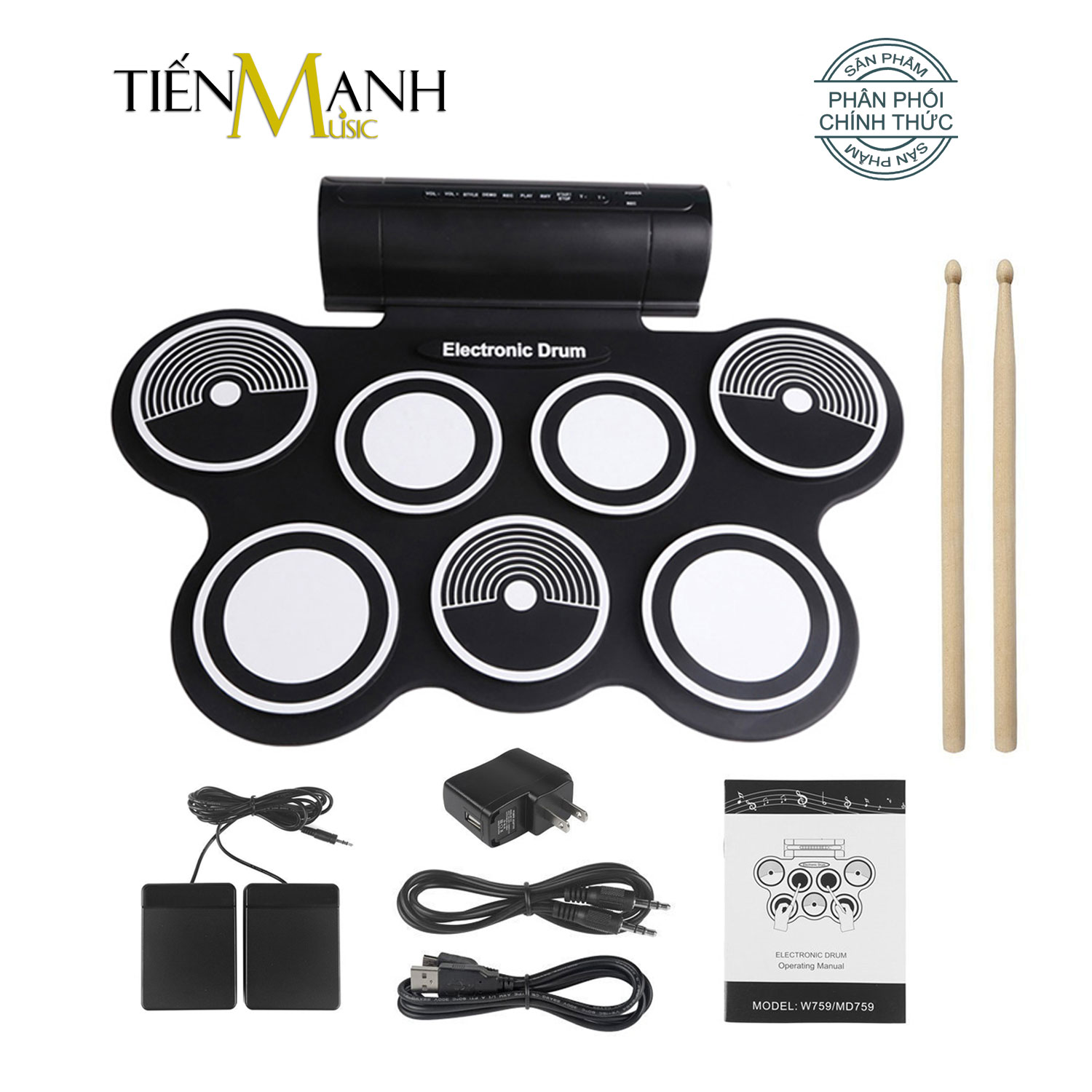 Electronic drum set 7 face konix W759-electronic drum kit ultra portable 7 pad digital-stool formal
