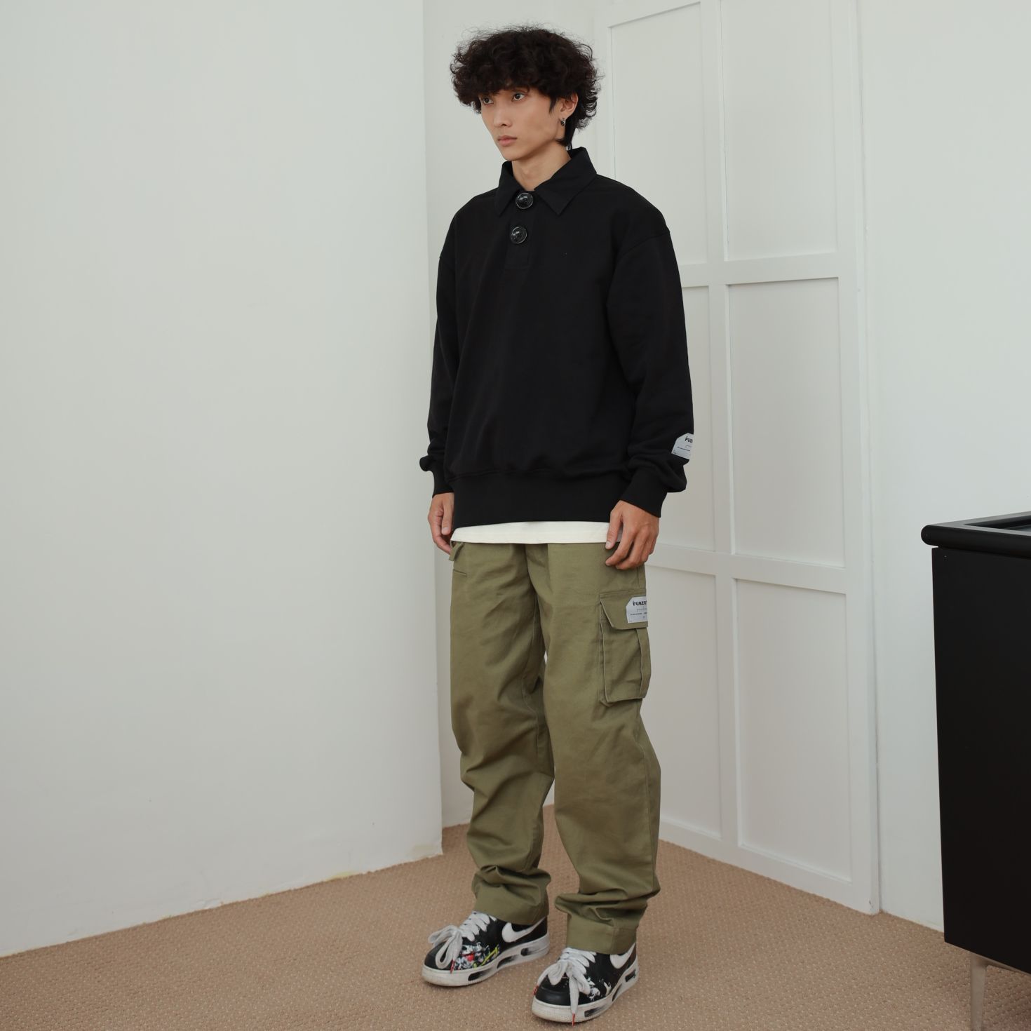 ÁO POLO TAY DÀI ĐEN [BASIC RUGBY SWEATER] - PUBERTY