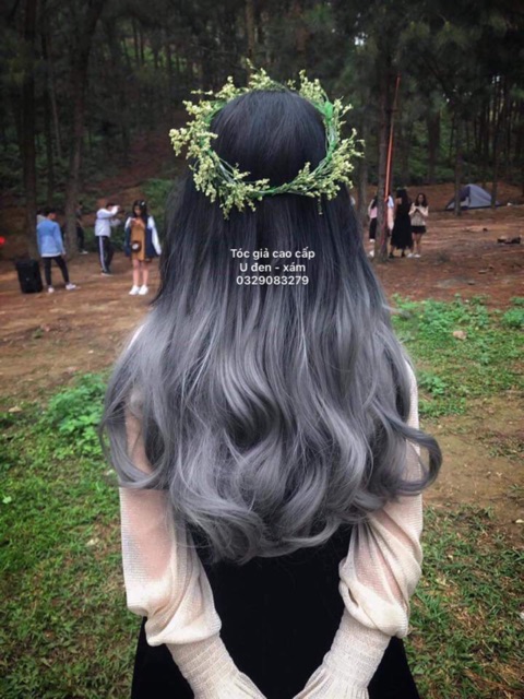 Tóc Giả Nữ Giá Rẻ Tóc Kẹp Chữ U Omber Xanh Rêu