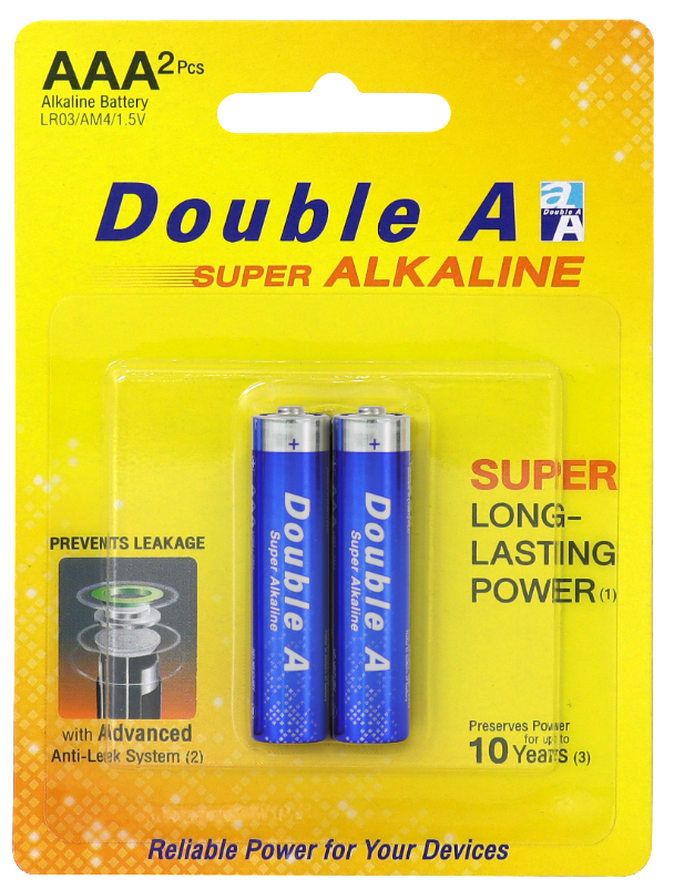 Vỉ 2 viên pin AAA Double A Super Alkaline