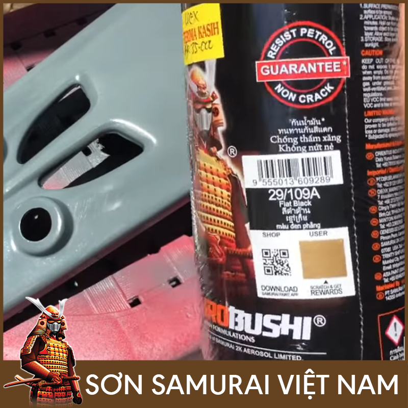 Sơn samurai nhám  - Combo màu đen nhám 109A sơn xịt samurai