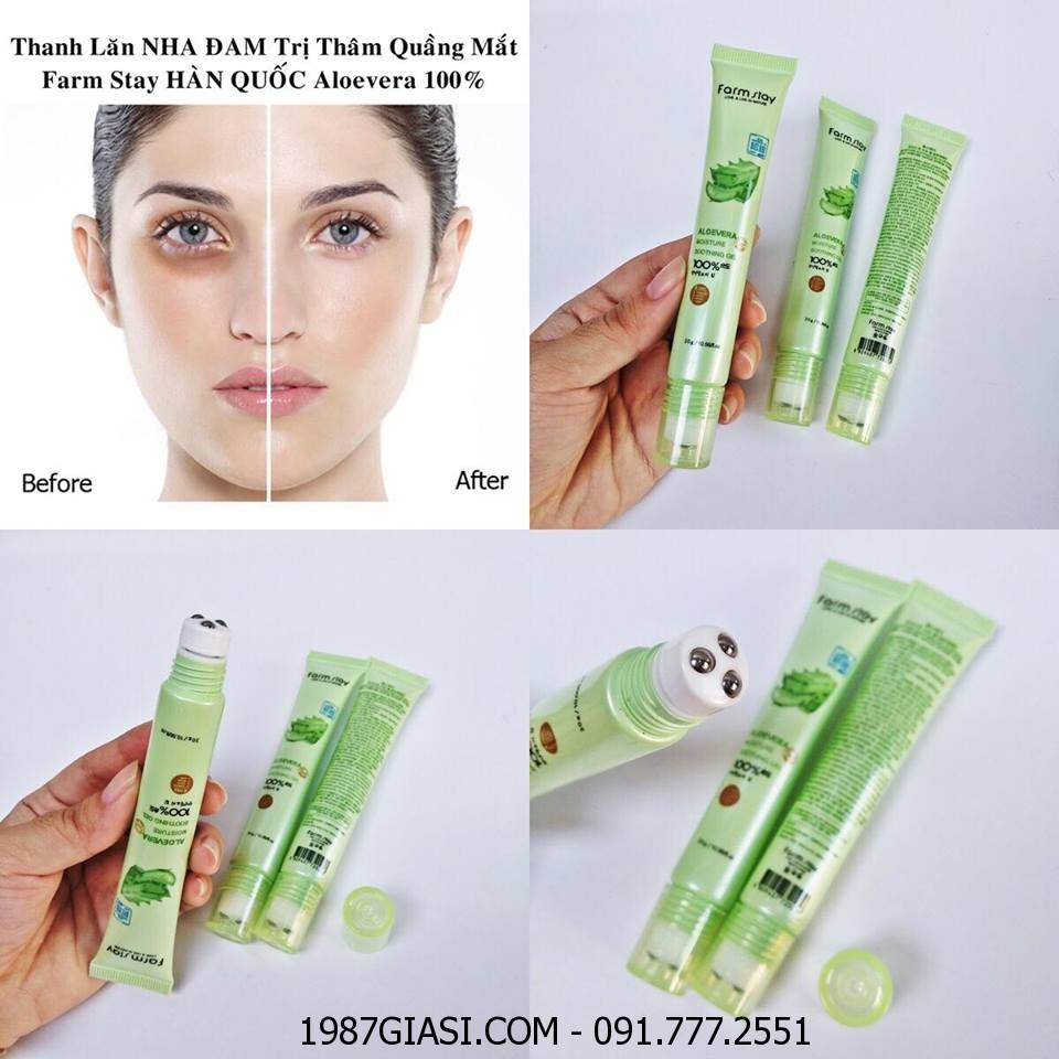 Lăn Mắt Nha đam Tri. Thâm Farmstay 100% Aloe