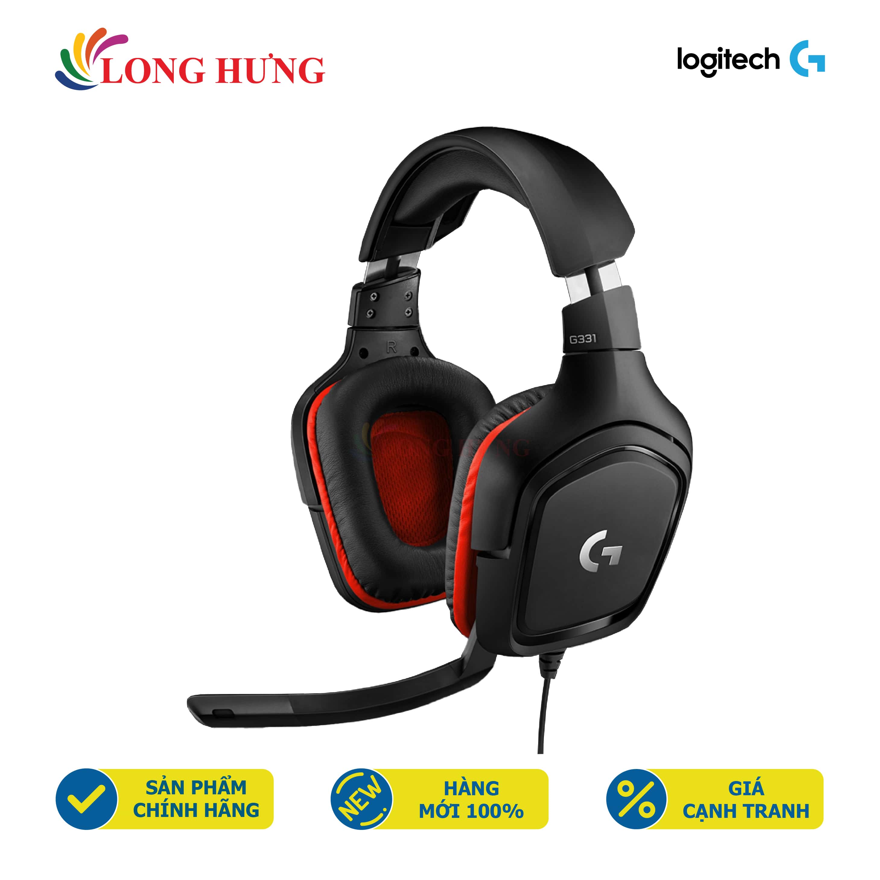 Tai nghe chụp tai có dây Logitech G331 - Hàng chính hãng - Thiết kế cá tính, khả năng xoay 90 độ, âm thanh chi tiết
