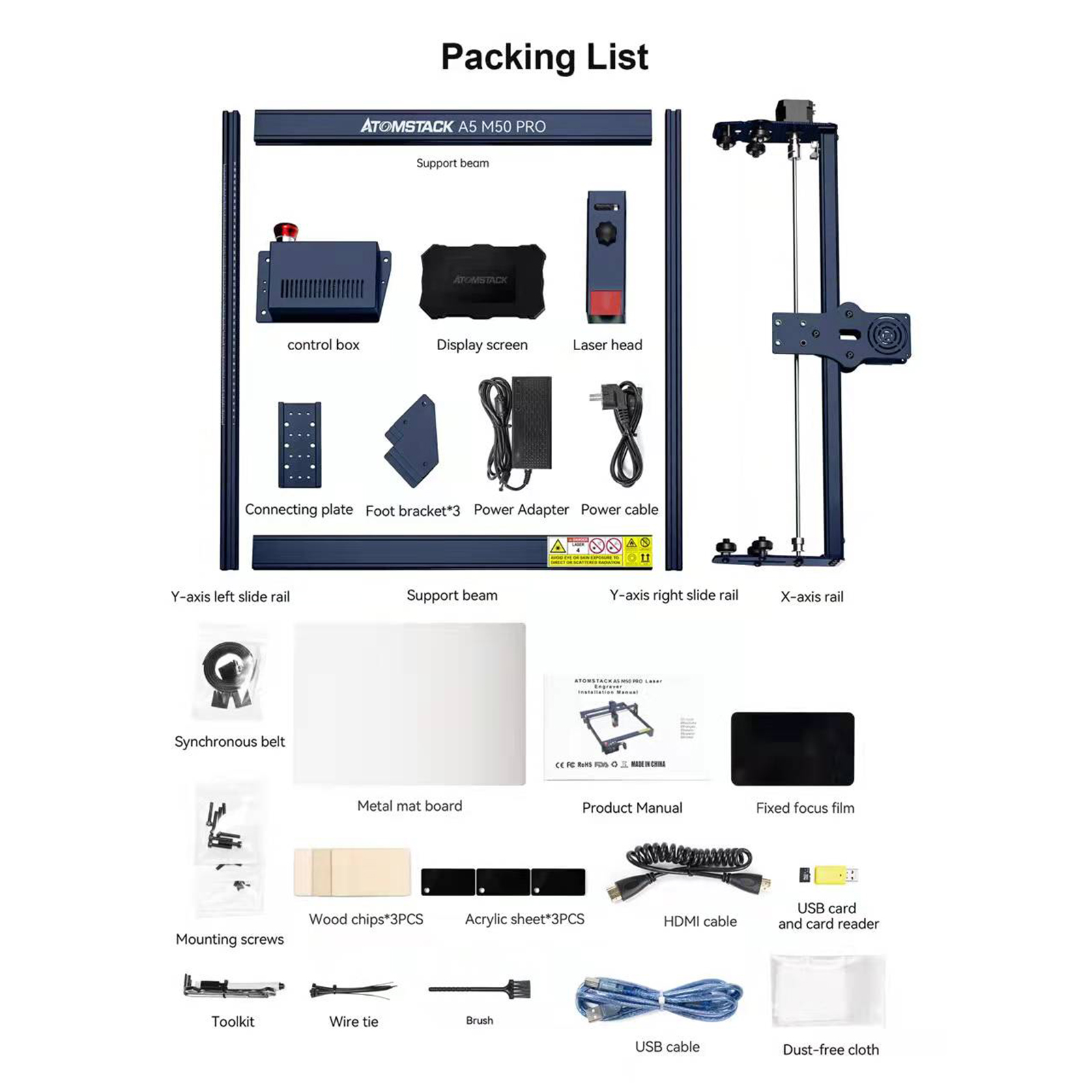 ATOMSTACK A5 M50 PRO máy khắc laser mini máy cắt laser 40W Laser-Khắc dưa hấu, dừa,thép không gỉ, ván ép,làm đồ thủ công Cung cấp video cài đặt