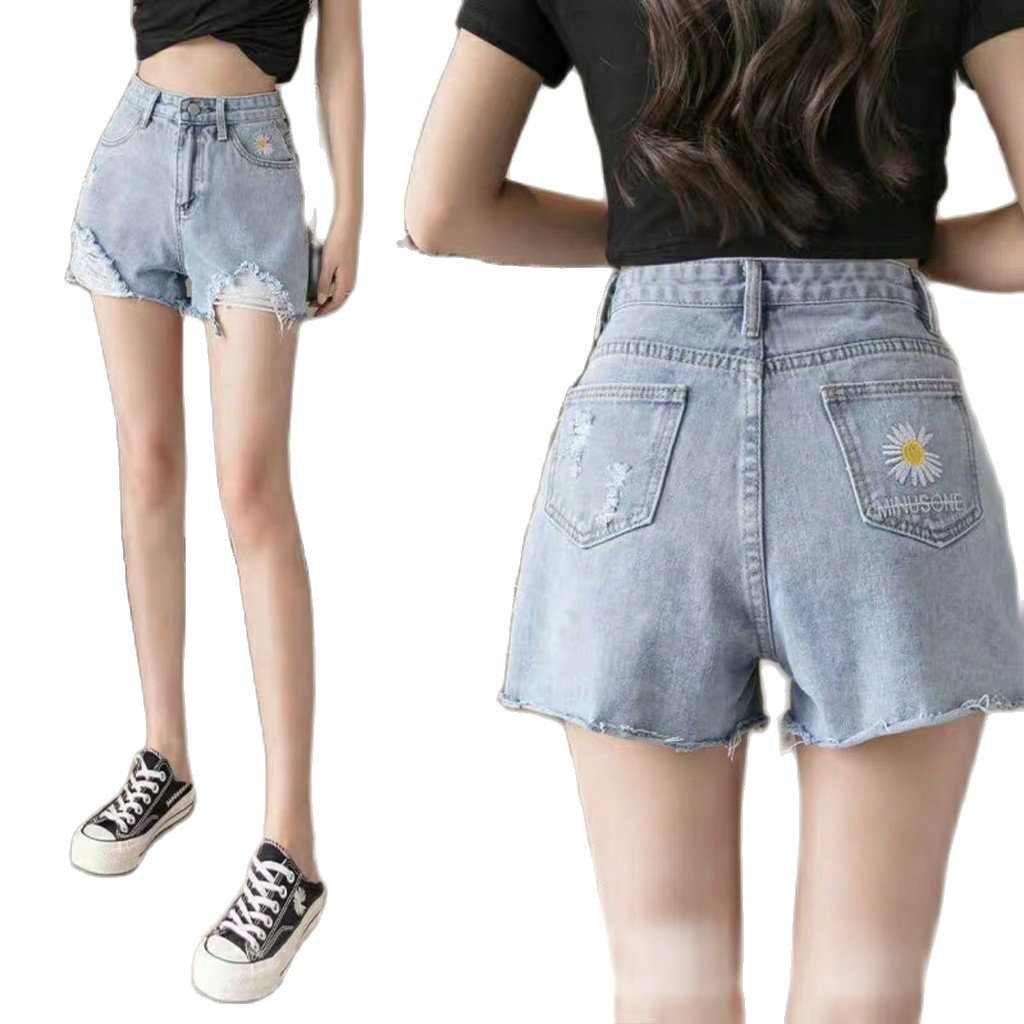 [HCM]QUẦN NGỐ JEAN NỮ LỬNGTHÊU HOA CÚC THỜI TRANG CAO CẤP GONSHOP89 MSYN02