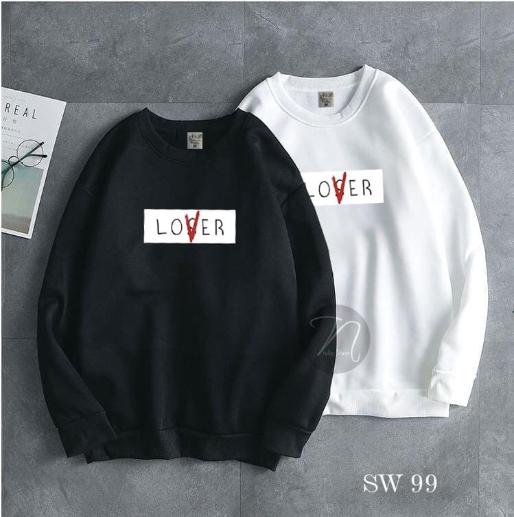 SET ÁO ĐÔI SWEATER ĐEN TRẮNG NAM NỮ