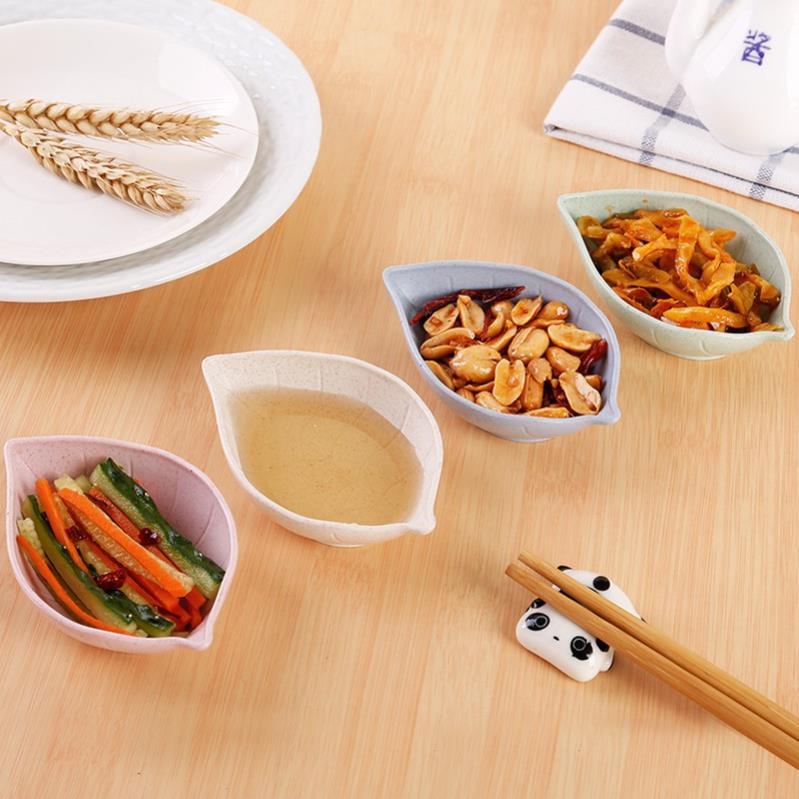 BZK Đĩa Đựng Gia Vị Nước Chấm Hình Chiếc Lá - Chén Đựng Gia Vị Bằng Lúa Mạch (Màu Ngẫu Nhiên)
