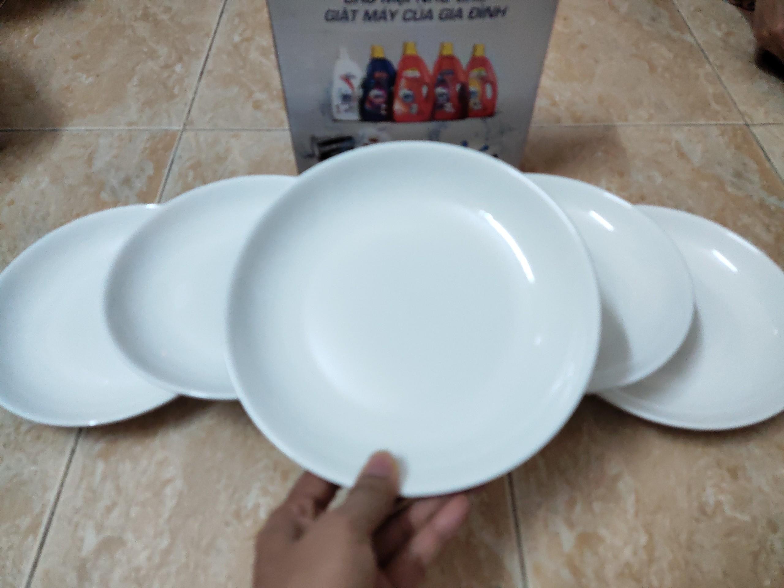Bộ 6 đĩa sứ cao cấp trắng tinh, dày dặn kích thước 18cm