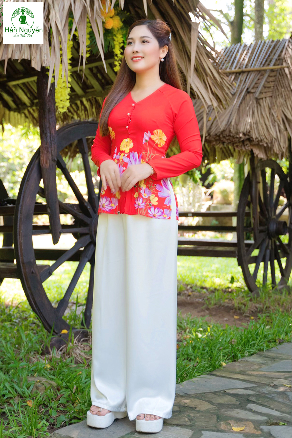 B.A53-Bộ Bà Ba Lụa In Hoa Nháy