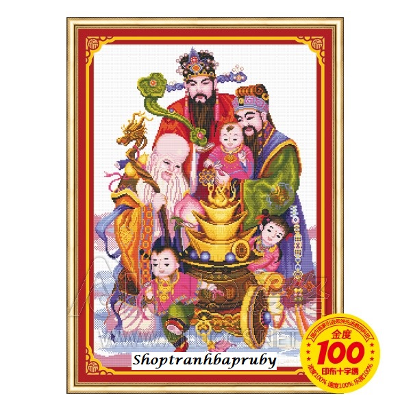 Tranh thêu phúc lộc thọ 29712 kích thước 45 x 65 cm