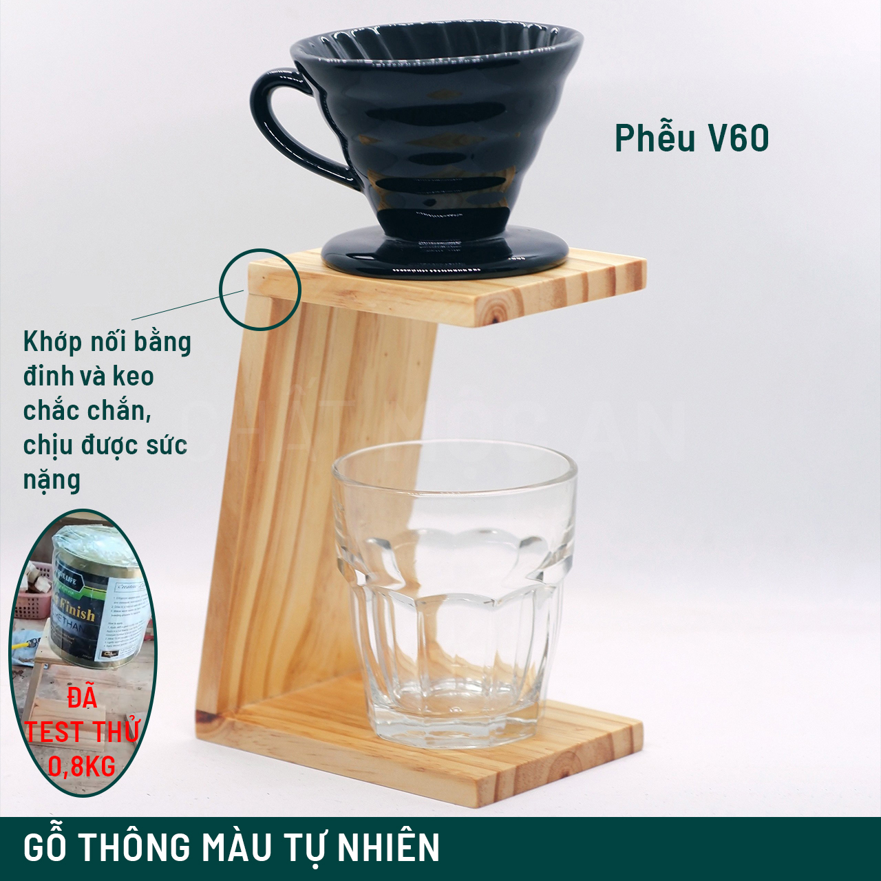 Giá Đỡ Phin Cà Phê Trung Nguyên, Giá Pha Cà Phê Bằng Gỗ Tự Nhiên, Giá Đỡ Phễu V60 Kiểu Pour Over