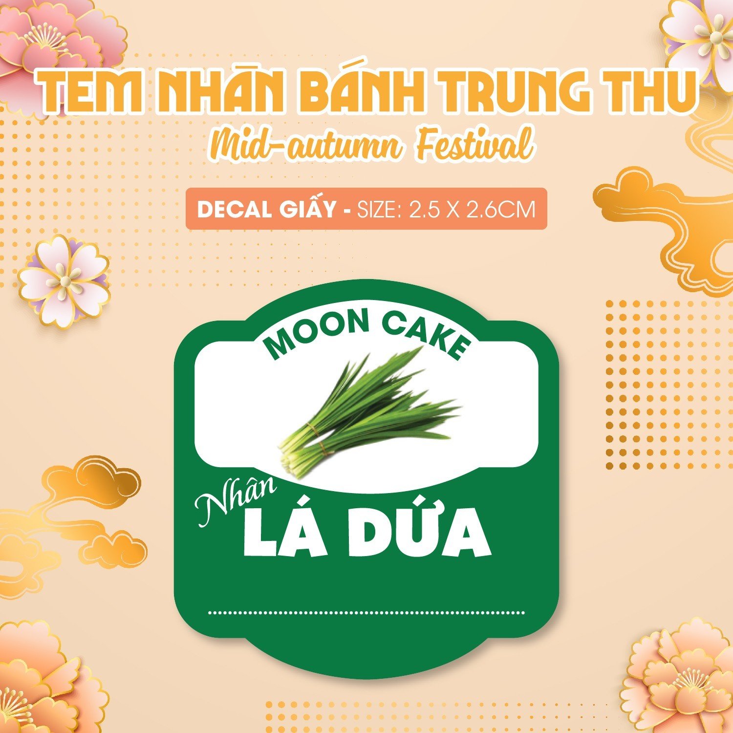 Tem Dán mẫu Hình - Nhãn Dán Nhân Bánh trung thu - Mới