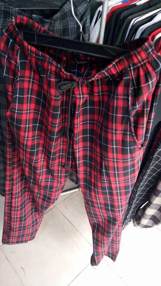 Quần caro Plaid Pants (40-64kg, M L). Ảnh thật