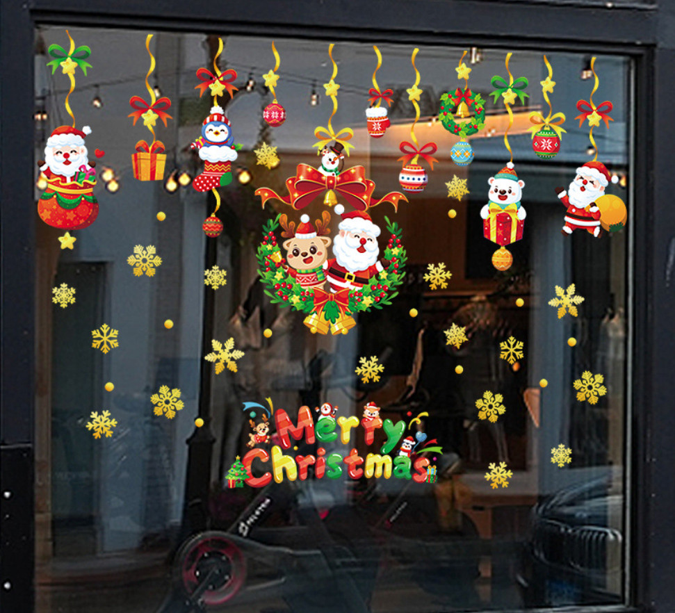 Decal decoration Noel snuff electrostatic-curtain rope Santa and friends