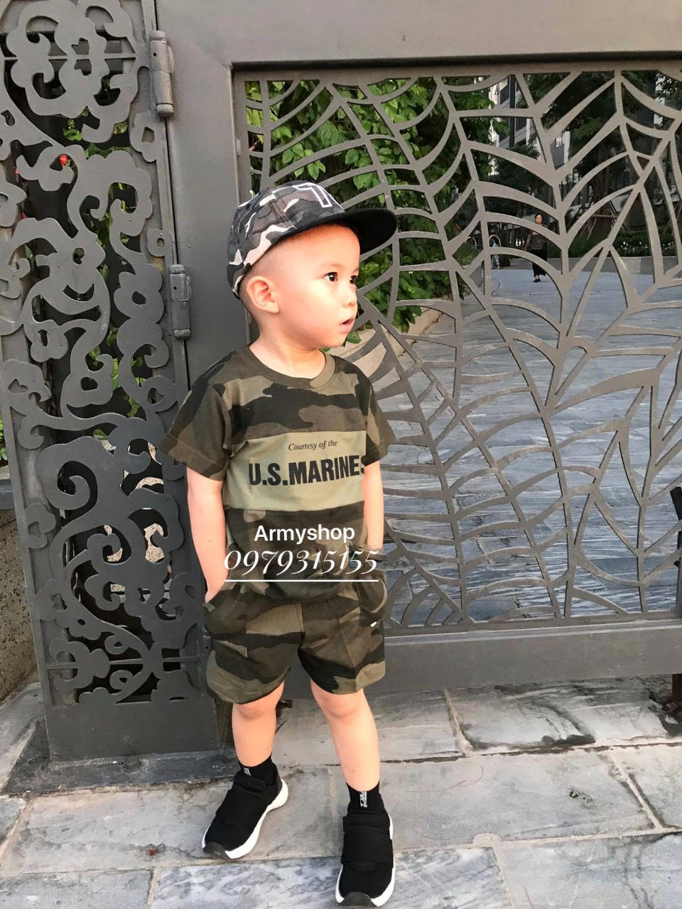 Bộ quần áo phông rằn ri trẻ em