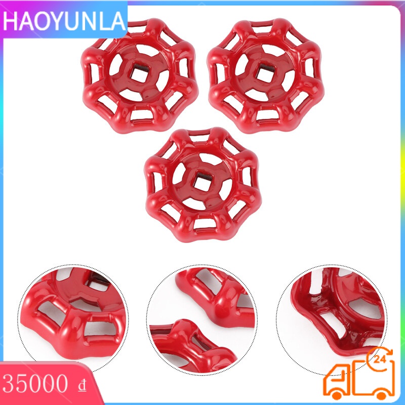 HAOYUNLA 3pcs Water Pipe Fitting Red Wheel Handle Hose Bibb Handle Metal Hand Wheel Replacement Wheel Handle Broach Wheel Handle