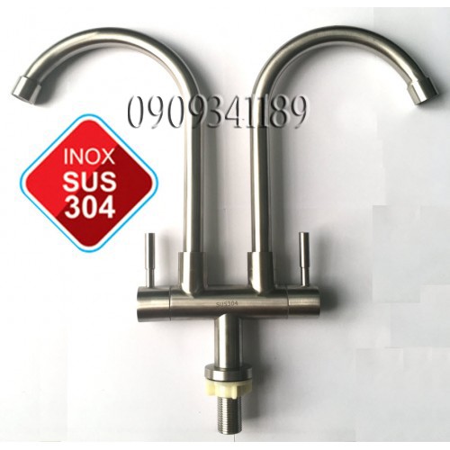 Vòi rửa chén đôi inox 304 - vòi rửa chén inox 304 - vòi rửa chén lạnh habali