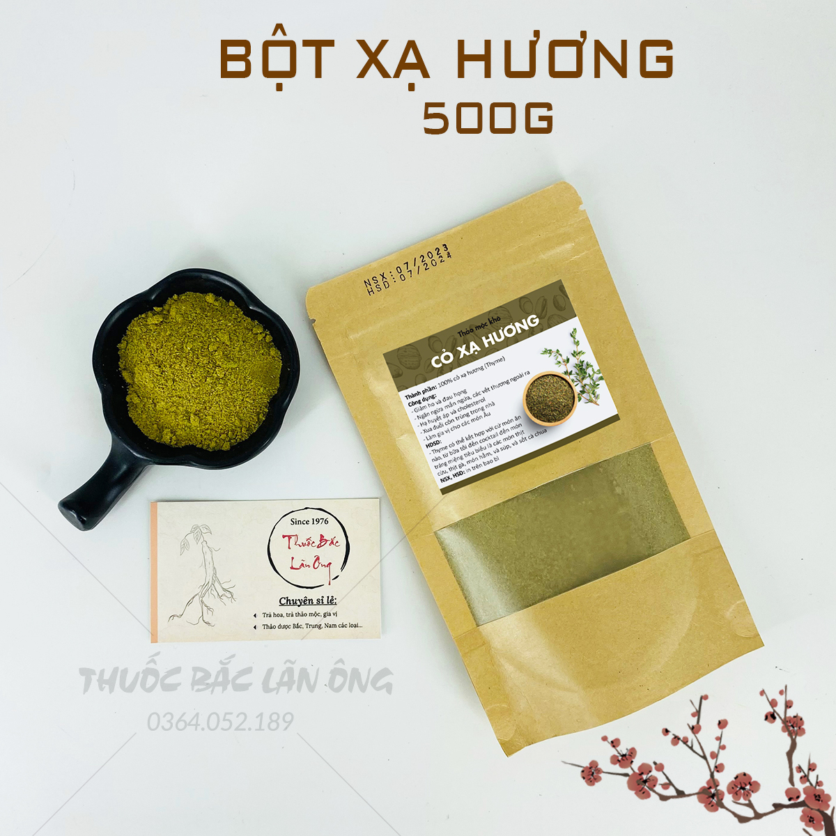 Bột lá xạ hương 500g, bột thyme nguyên chất - Lãn Ông