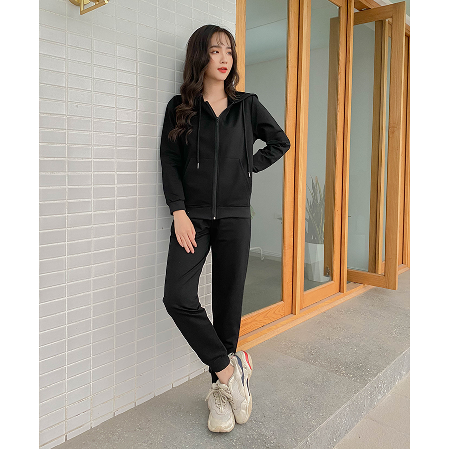 Bộ hoodie nỉ da cá cotton cao cấp