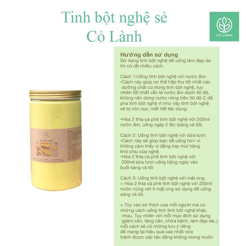 Tinh bột nghệ sẻ nguyên chất Cỏ Lành 1000G