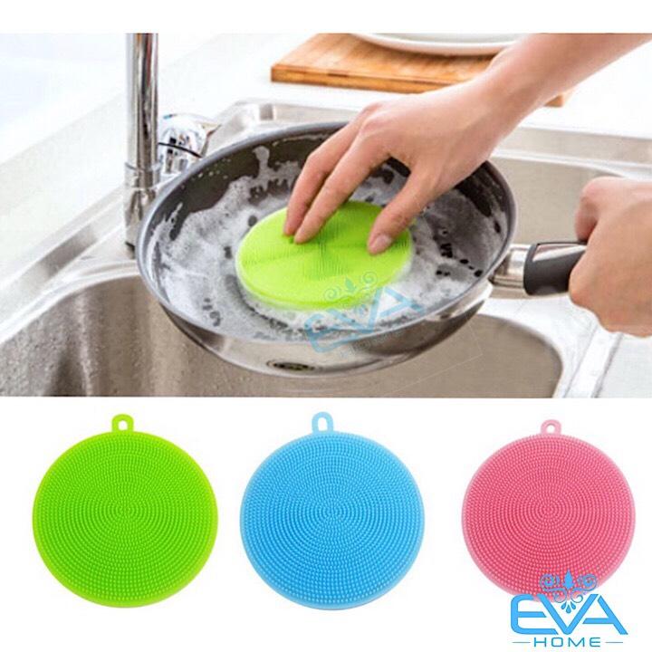[HCM]Combo 3 Miếng Rửa Chén Bát Silicon Có Quai Treo Tiện Lợi