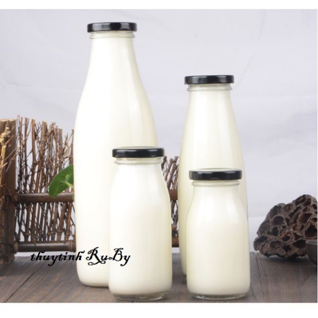 Set 4 Chai Thủy Tinh 200ml Đựng Sữa