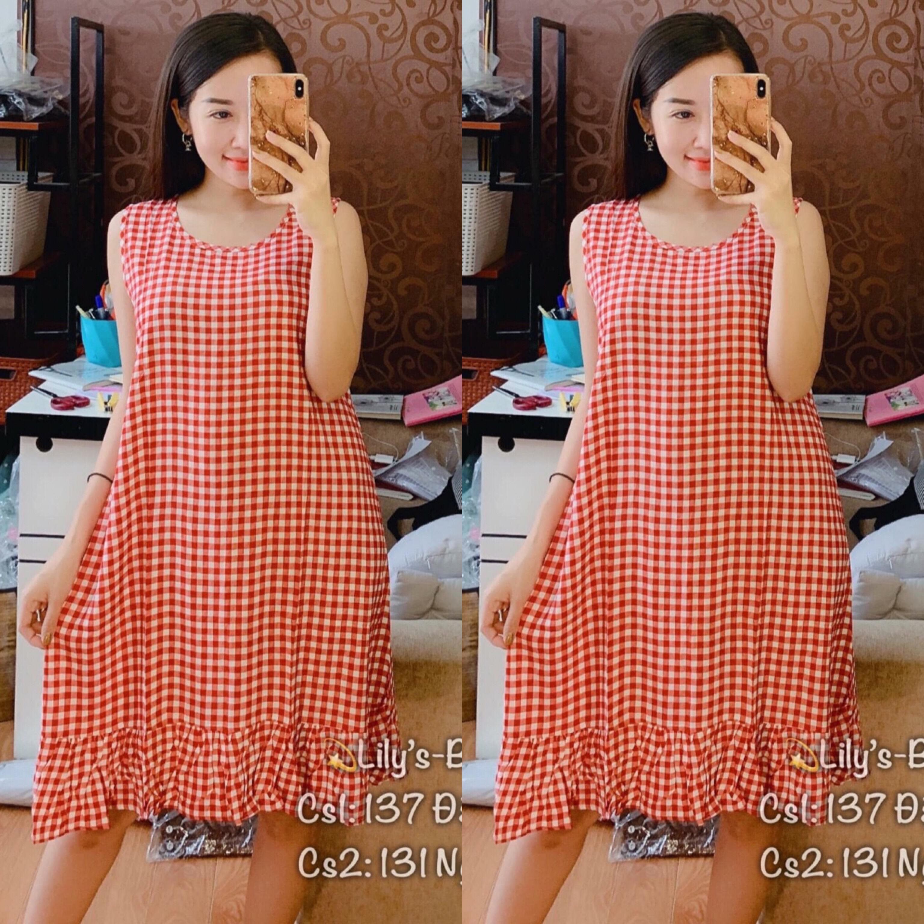 Váy mặc nhà chất lanh mát 40-65kg