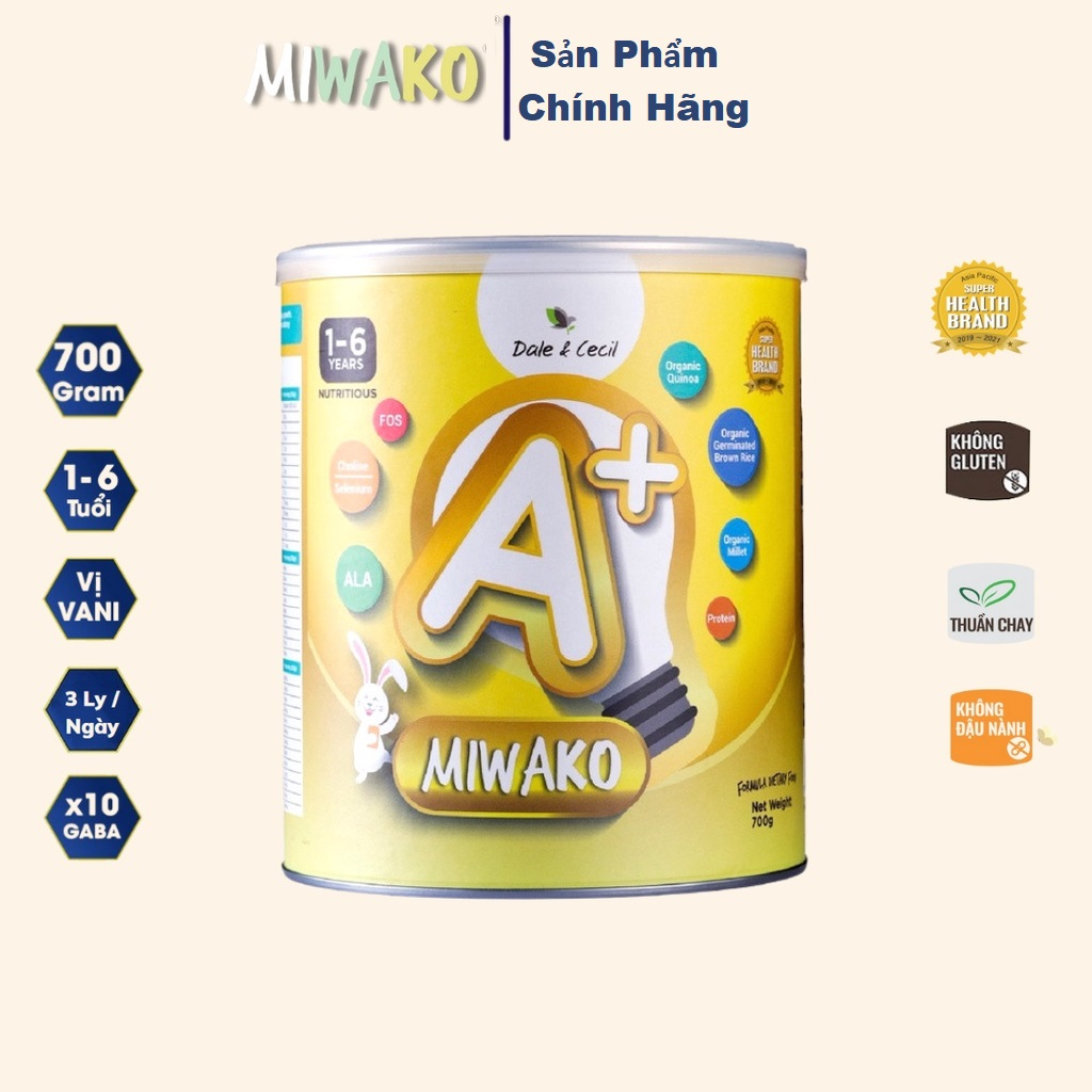 Sữa công thức hạt thực vật hữu cơ miwako a hộp 700g,....hsd 2026