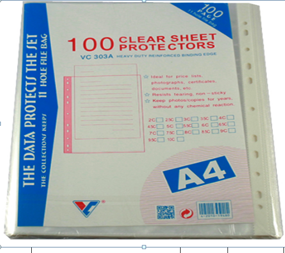 BÌA NILON LỖ A4 ( Bìa đựng hồ sơ)  ( Xấp / 100 cái)