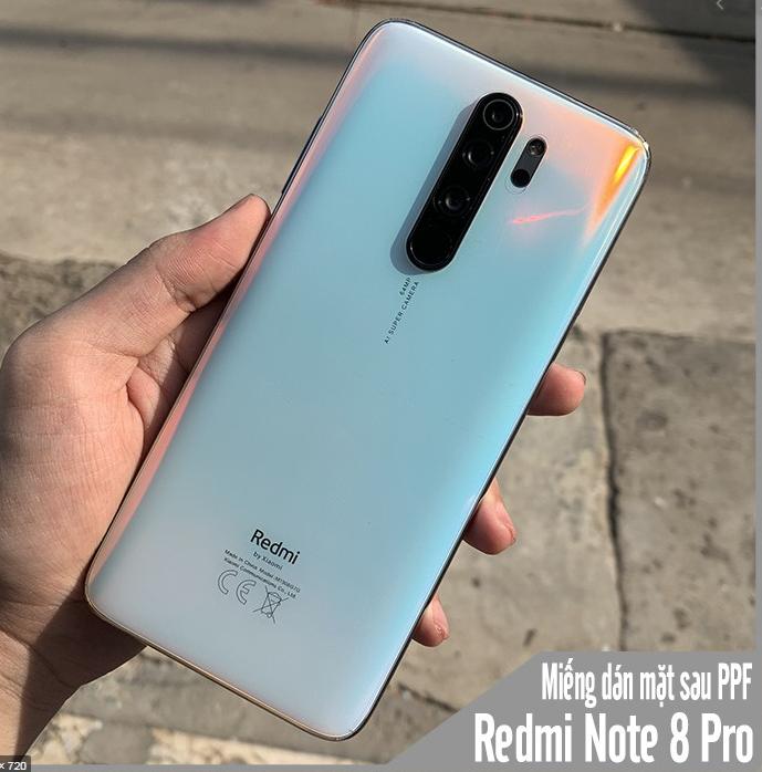 Miếng dán ppf xiaomi redmi note 8 mặt lưng trong suốt + ánh 7 màu