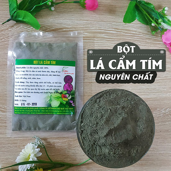 Bột lá cẩm tím gói 100g nguyên chất 100% từ cây lá cẩm tím chuyên dùng nấu xôi màu tím làm các loại bánh tạo màu tím thực phẩm tự nhiên