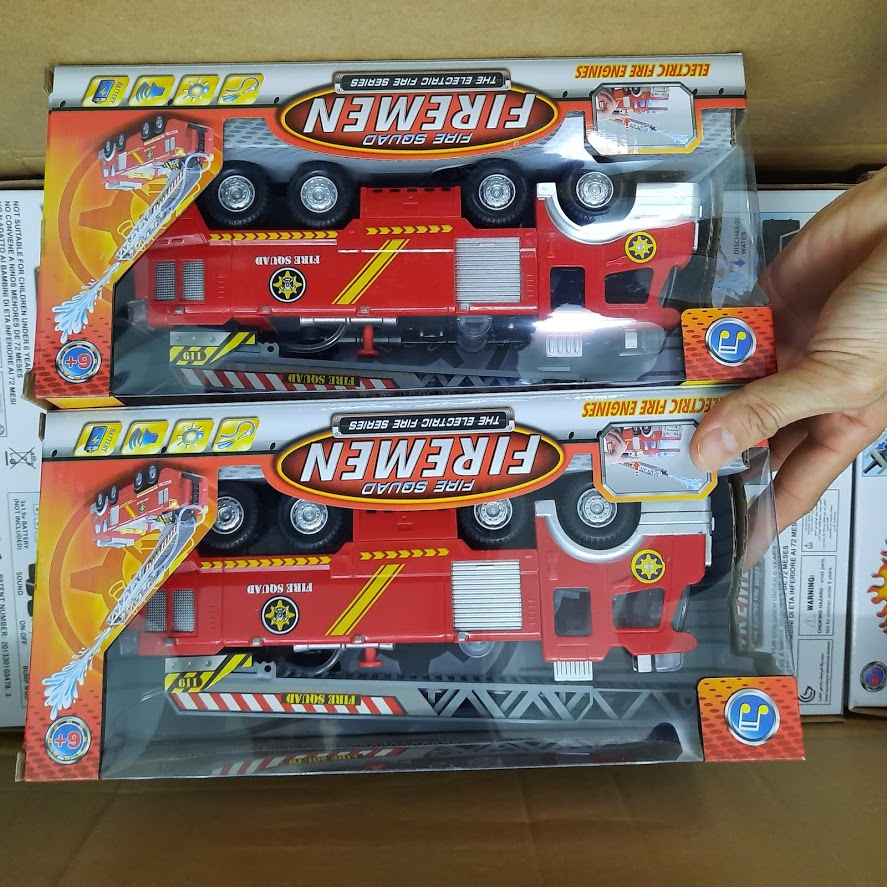 Ô tô cứu hỏa mini chạy pin AA đồ chơi trẻ em có âm thanh và đèn