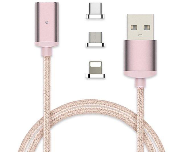 Cáp sạc nam châm 3 cổng - Micro USB - Lightning - Type C
