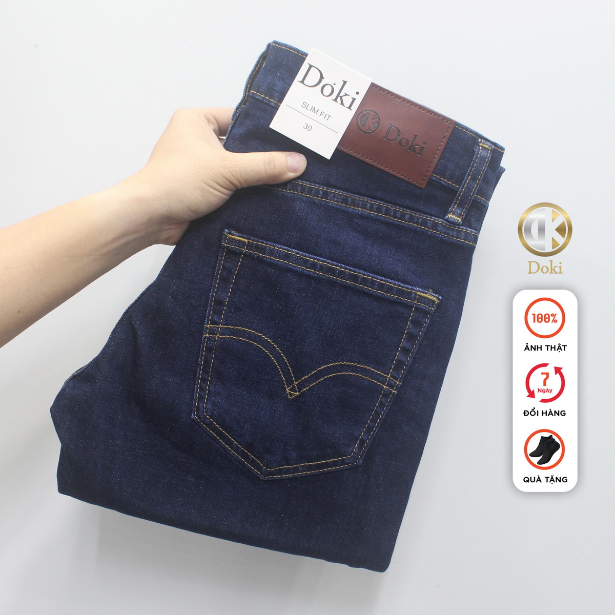 Quần Jean Nam Cao Cấp Màu Xanh Than DK-10 Quần bò nam dáng đứng, Ôm nhẹ, Chất vải co giãn, thoáng mát - Doki