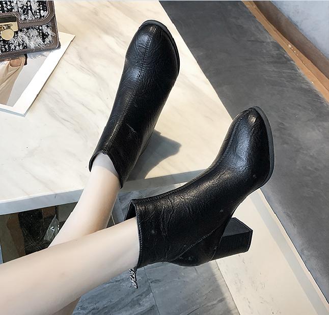 Boot Nữ Gót Vuông Cao 8cm cổ cao S128 Đen thời trang hiện đại cá tính MK STORE