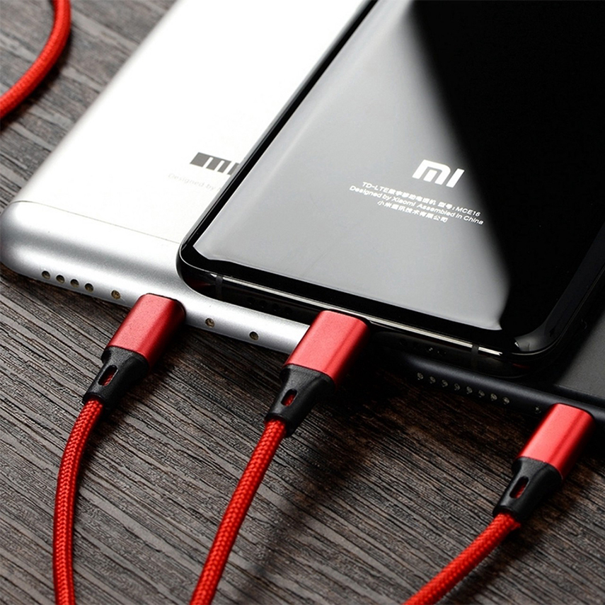Cáp Sạc 3 trong 1 Micro USB Type C cho Huawei Xiaomi iPhone