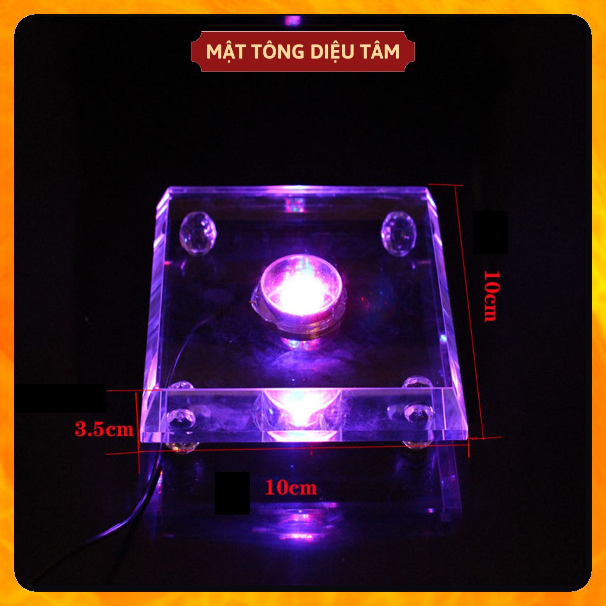 Đế đèn led pha lê đổi 7 màu làm sáng tượng trang trí.