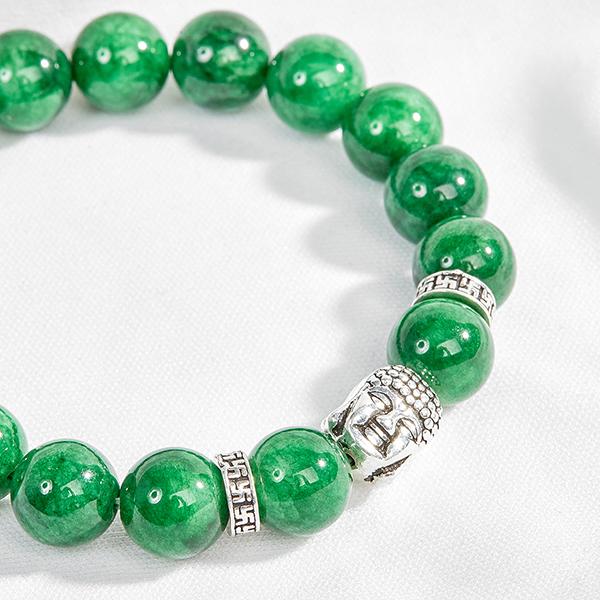 [HCM]Vòng đá cẩm thạch sơn thủy phối charm phật bạc