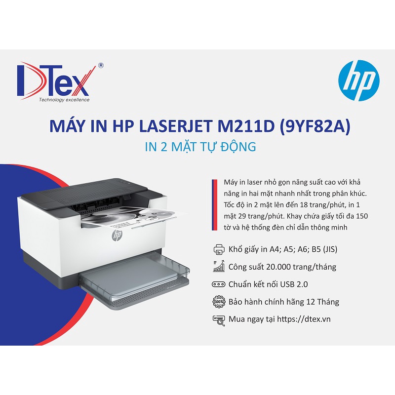 Máy in HP LaserJet M211d (9YF82A) - Hàng Chính Hãng